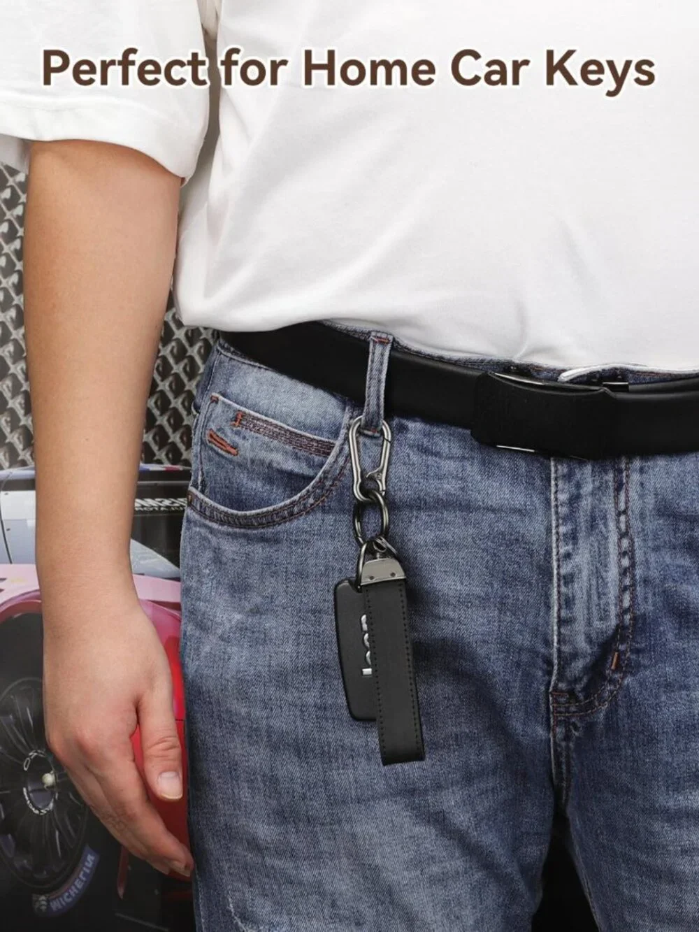 Stylish Leather Key Chain for Men | Durable Car Key Holder with Strap